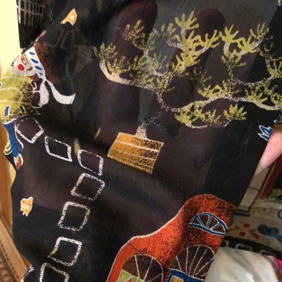 CHICOS size 2  Medium SILK Fun Asian Print Eastern Vibe Graphic Print $109 NEW - Picture 13 of 16